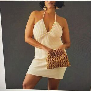 NWT Anthropologie Bordeaux U Neck Halter Mini Knit Dress. Size 2X.